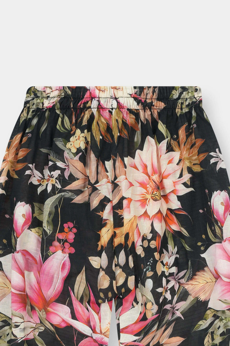 Luxury Cotton Lawn Girls 2 Piece Suit – Black Pink Floral - MYK_Fatimas