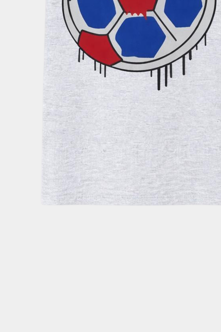 Boys' Summer Football Print T-Shirt & Shorts Set – Red, Blue & Grey Combo - MYK_Fatimas