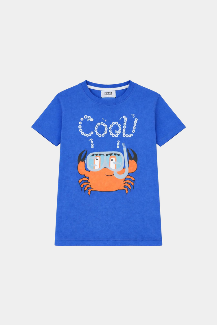 Boys Blue “Cool Crab” Graphic T-Shirt – Fun Summer Cartoon Tee