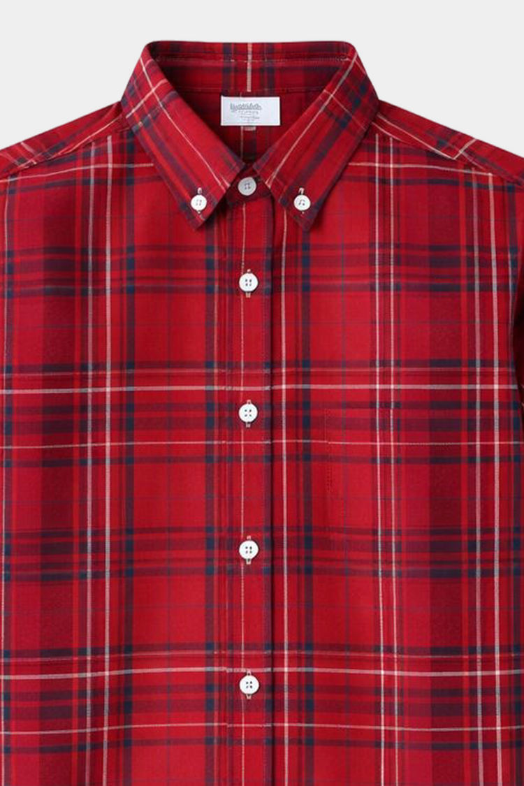 Boys Red Plaid Short Sleeve Shirt & Matching Shorts Summer Outfit Set - MYK_Fatimas