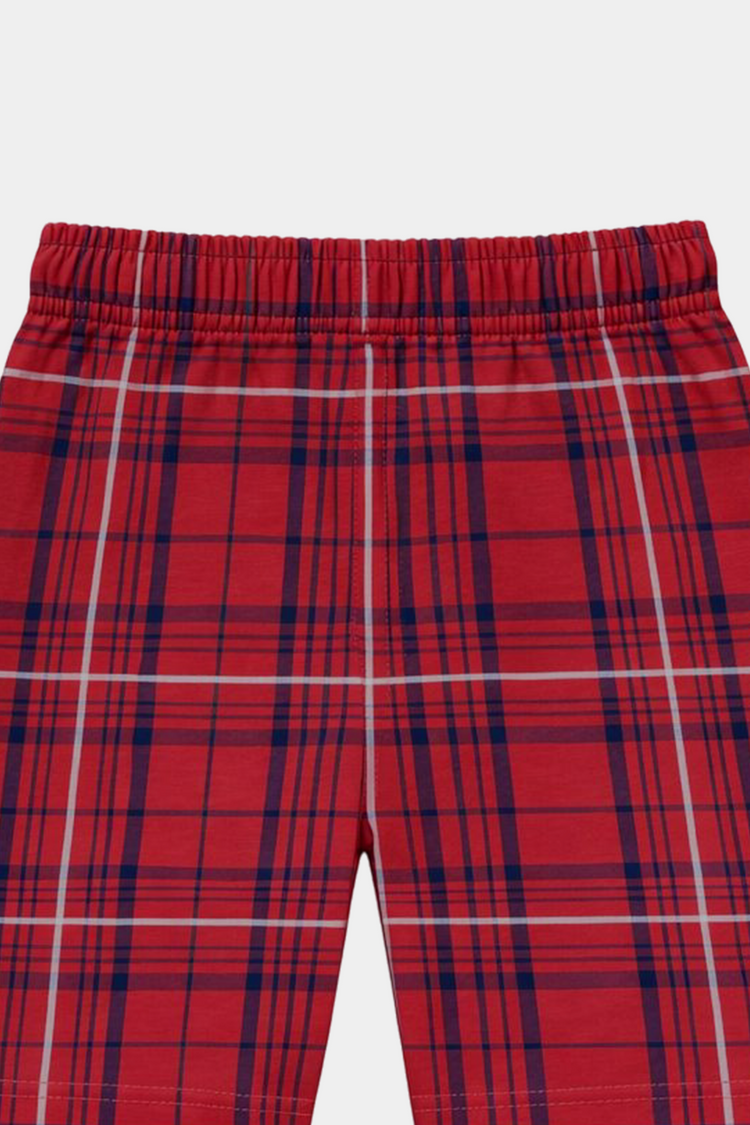 Boys Red Plaid Short Sleeve Shirt & Matching Shorts Summer Outfit Set - MYK_Fatimas