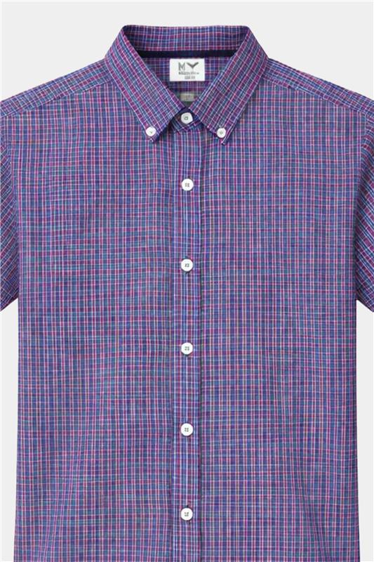 Boys Purple Checkered Short Sleeve Shirt & Matching Shorts Summer Outfit Set - MYK_Fatimas
