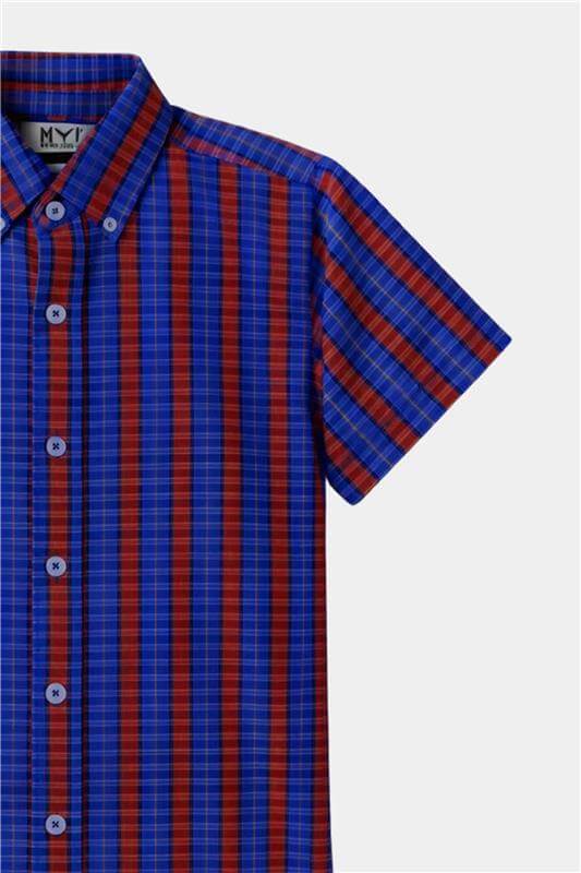 Boys Red & Blue Checkered Shirt & Shorts Set - MYK_Fatimas