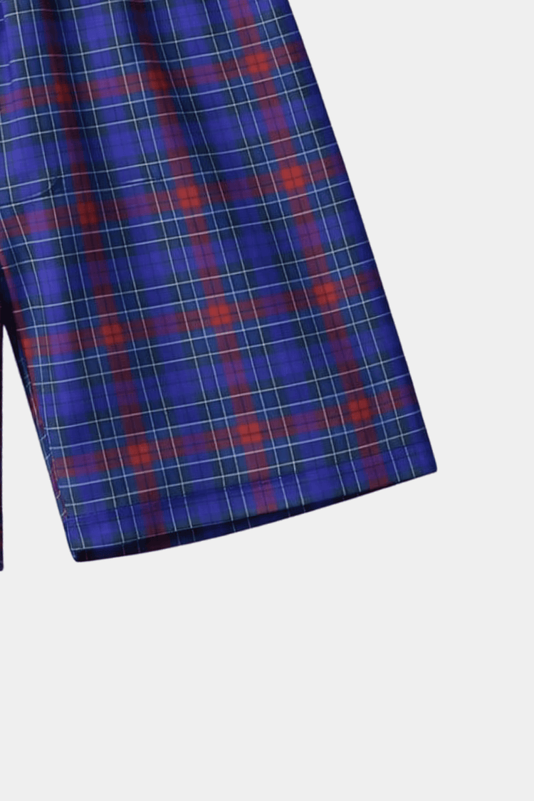 MYK Boys Blue & Red Checkered Shirt & Shorts Set – Premium Kids Summer Outfit - MYK_Fatimas