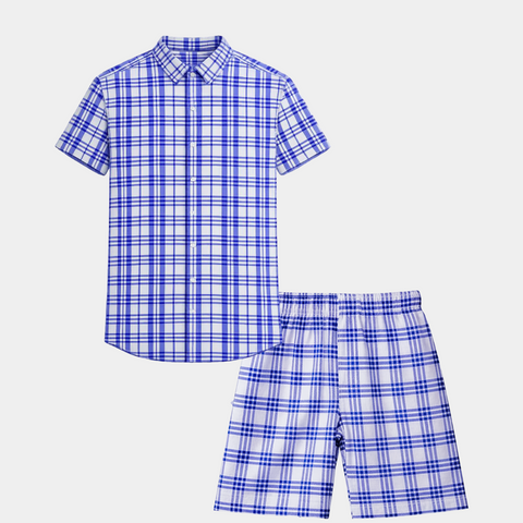 Boys Checkered Shirt & Shorts Set