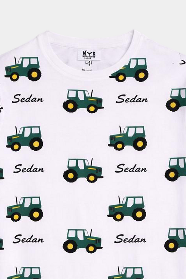 Boys Tractor Print "Sedan" Summer T-Shirt & Shorts Set - MYK_Fatimas