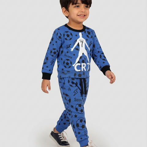 Boys Blue CR7 Football Graphic Sweatshirt & Trouser Set
