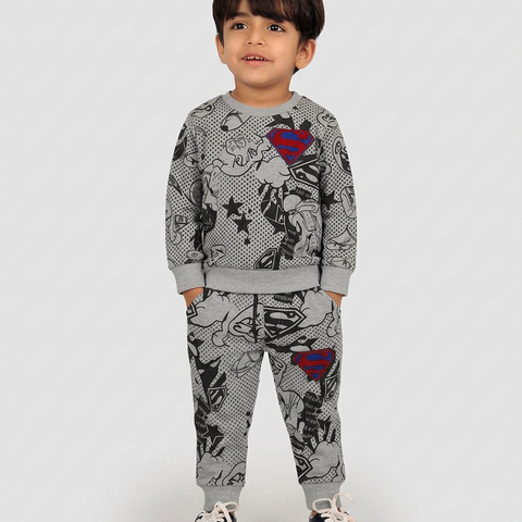 Kids Grey Superman Graphic Sweatshirt & Trouser Set