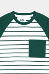 Boys Green White Striped Casual Co Ord Set