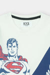 Superman Printed White Blue Summer T-Shirt & Blue Trouser Set for Boys - MYK_Fatimas