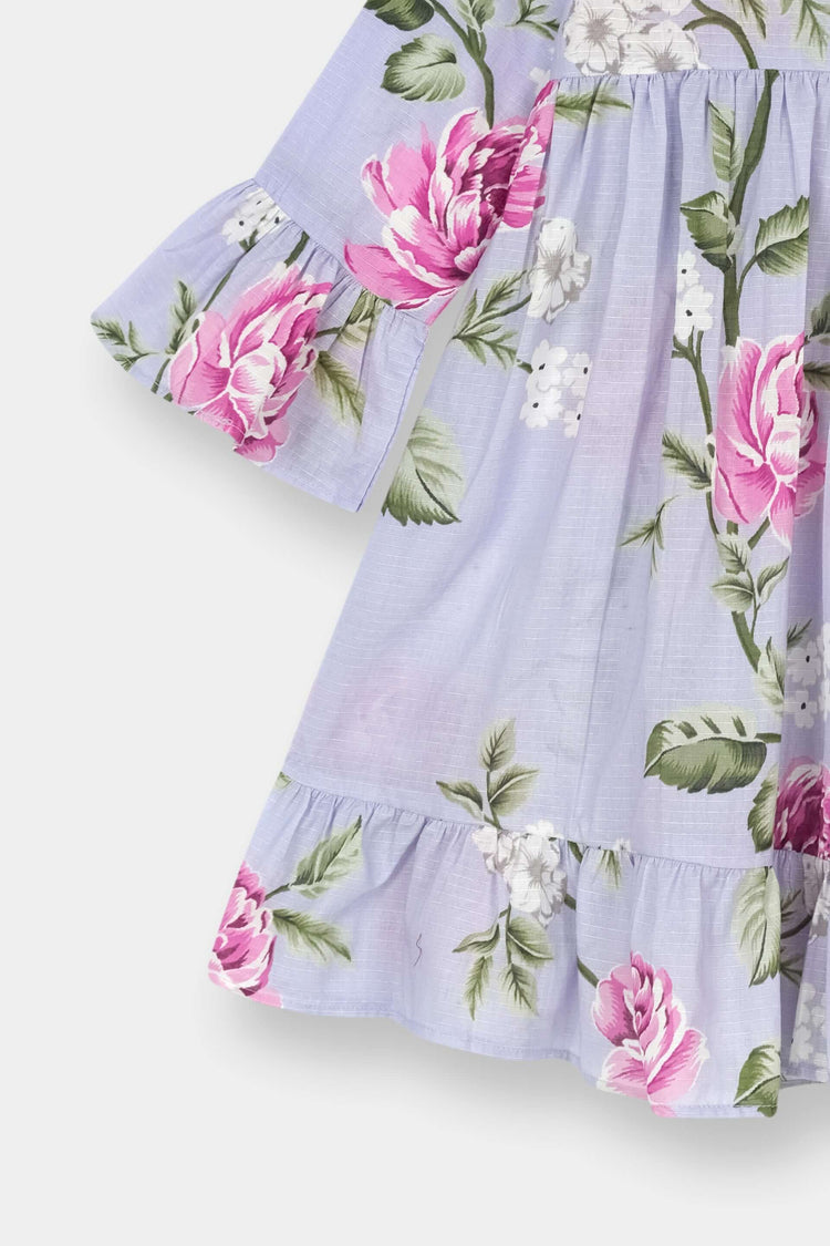 Luxury Cotton Lawn Girls 2 Piece Suit – Lilac Pink Floral - MYK_Fatimas