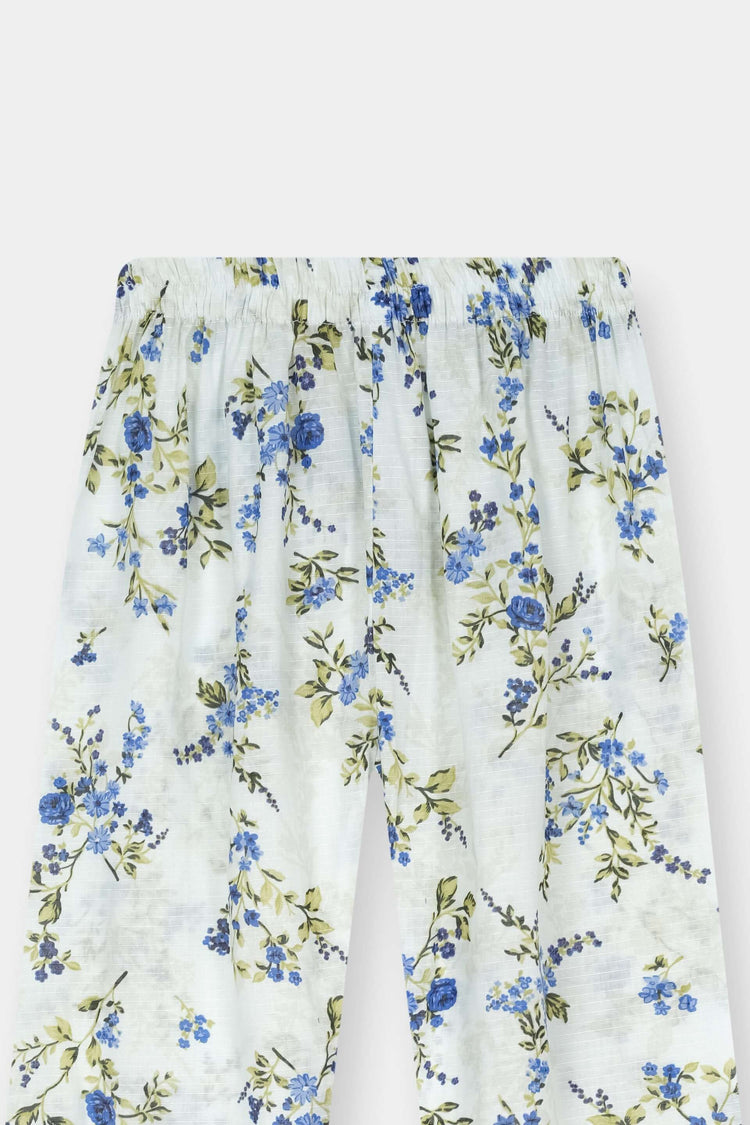 Luxury Dora Cotton Lawn Track Suit for Girls-White blue floral - MYK_Fatimas