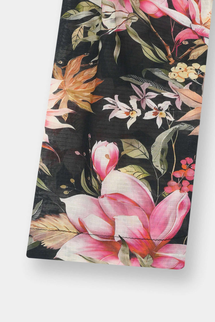 Luxury Cotton Lawn Girls 2 Piece Suit – Black Pink Floral - MYK_Fatimas