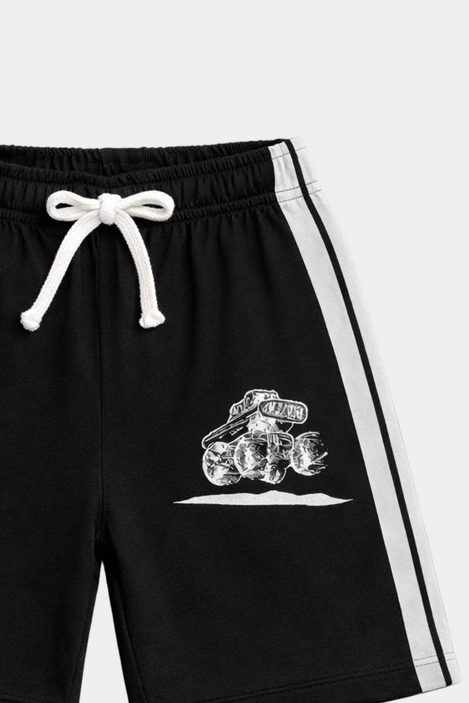 Boys Summer Striped Monster Truck Outfit – Black & White - MYK_Fatimas