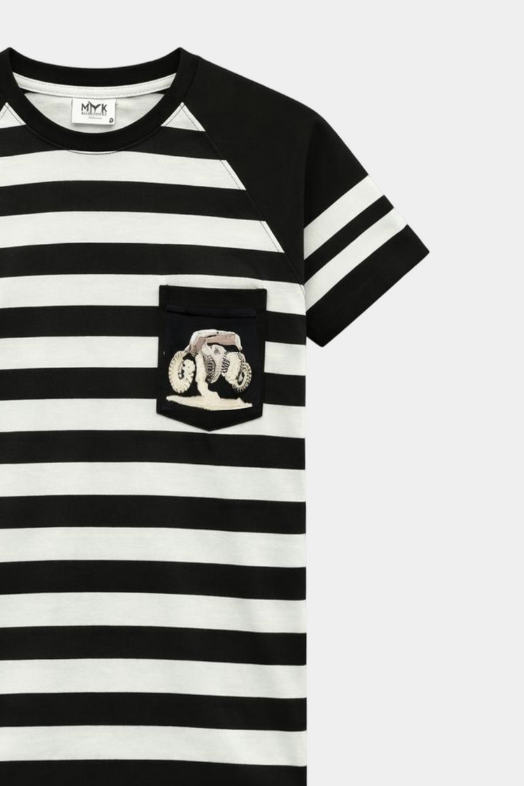 Boys Summer Striped Monster Truck Outfit – Black & White - MYK_Fatimas