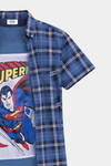 Boys' Trendy Plaid Short-Sleeve Shirt – Blue & White - MYK_Fatimas