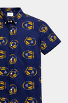 Boys Summer Co-ord Set in Navy Blue – Headphone Print Linen - MYK_Fatimas