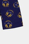 Boys Summer Co-ord Set in Navy Blue – Headphone Print Linen - MYK_Fatimas