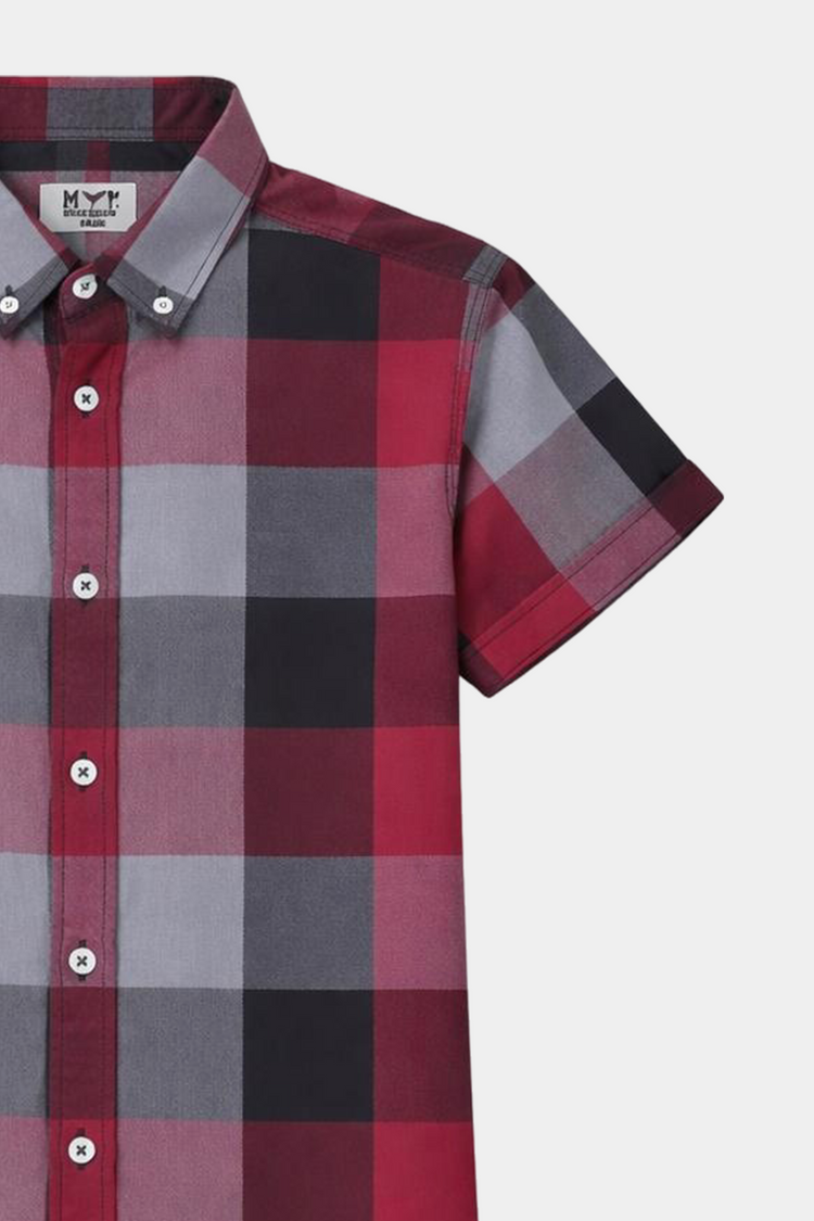 Boys Red & Grey Checkered Shirt with Matching Shorts Summer Outfit Set - MYK_Fatimas