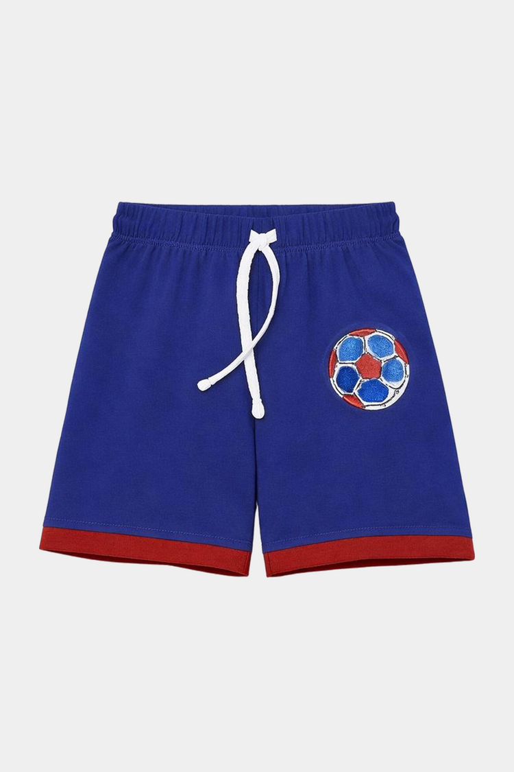Boys' Summer Football Print T-Shirt & Shorts Set – Red, Blue & Grey Combo - MYK_Fatimas