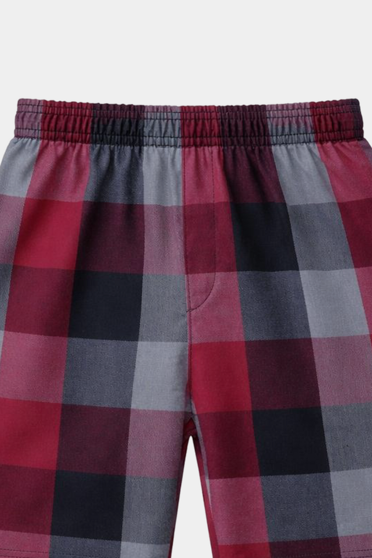 Boys Red & Grey Checkered Shirt with Matching Shorts Summer Outfit Set - MYK_Fatimas