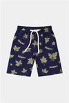Boys Navy Blue Linen Co-Ord Set – Magari Leaf Print Summer Outfit - MYK_Fatimas