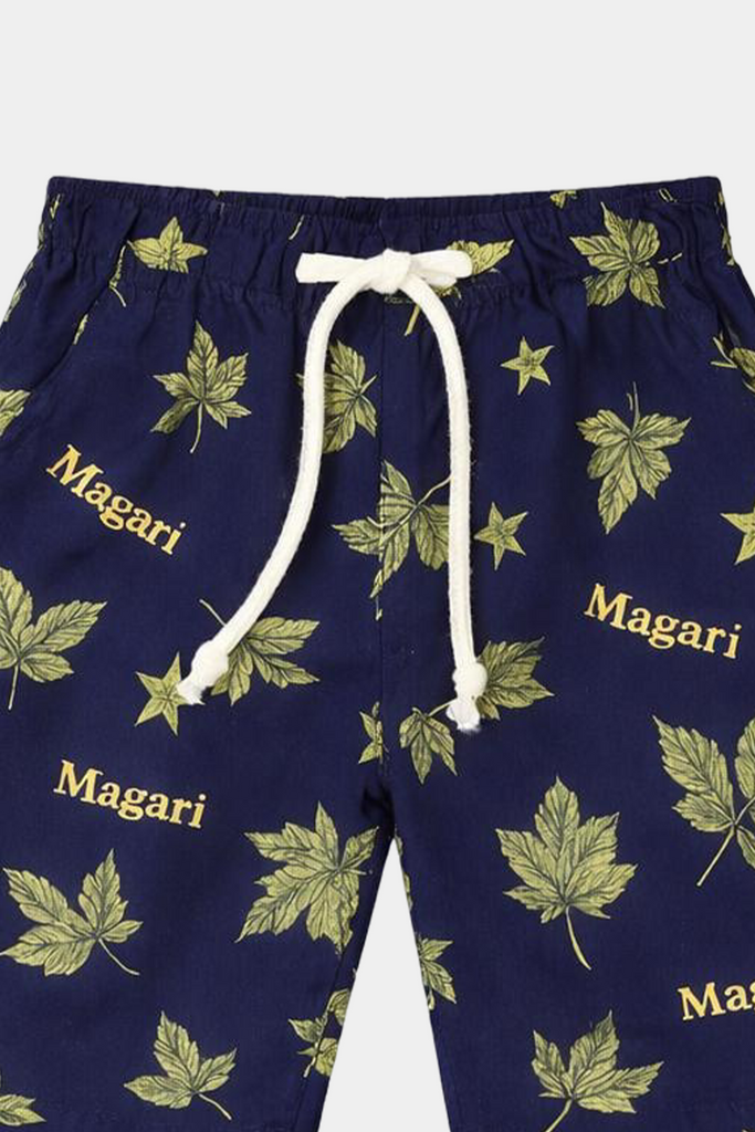 Boys Navy Blue Linen Co-Ord Set – Magari Leaf Print Summer Outfit - MYK_Fatimas