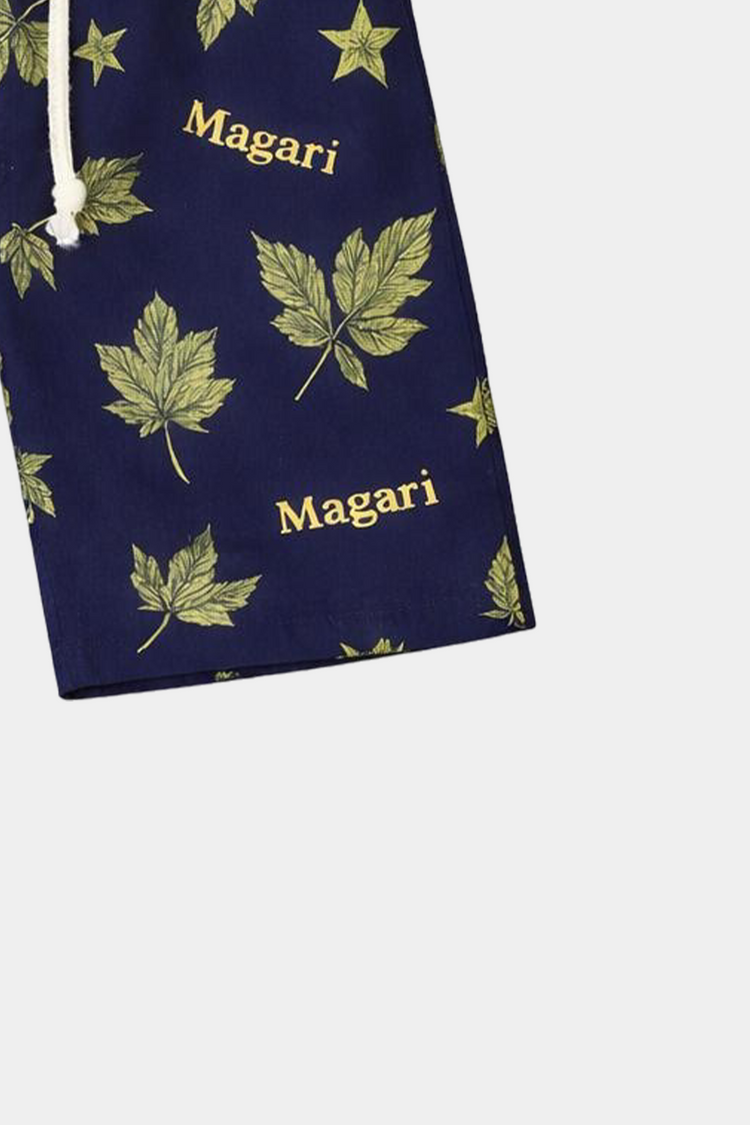 Boys Navy Blue Linen Co-Ord Set – Magari Leaf Print Summer Outfit - MYK_Fatimas