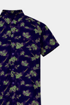 Boys Navy Blue Linen Co-Ord Set – Magari Leaf Print Summer Outfit - MYK_Fatimas