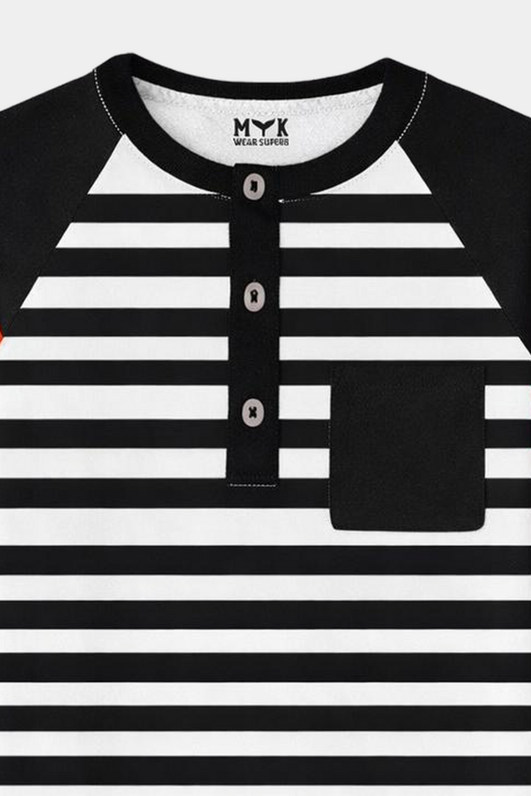 Boys' Striped Black & White Summer Co-Ord Set - MYK_Fatimas