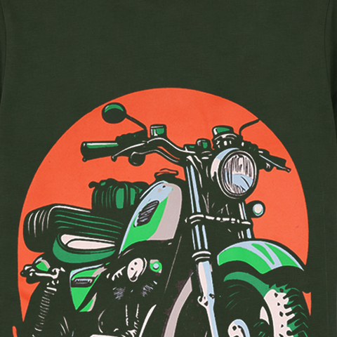 Boys Biker Graphic Summer T-Shirt – Dark Green - MYK_Fatimas
