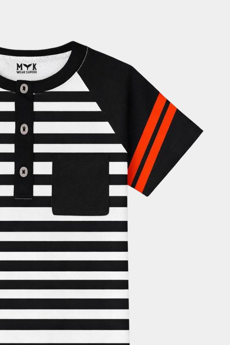 Boys' Striped Black & White Summer Co-Ord Set - MYK_Fatimas