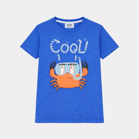 Boys Blue “Cool Crab” Graphic T-Shirt – Fun Summer Cartoon Tee