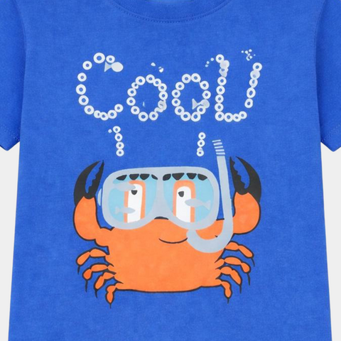 Boys Blue “Cool Crab” Graphic T-Shirt – Fun Summer Cartoon Tee