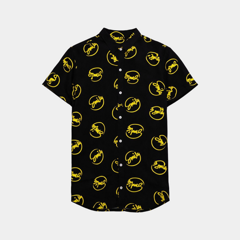 Boys Black & Yellow “Smile” Linen Co-Ord Set – Summer Vibes - MYK_Fatimas