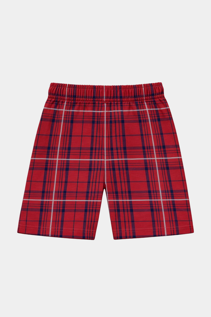 Boys Red Plaid Short Sleeve Shirt & Matching Shorts Summer Outfit Set - MYK_Fatimas