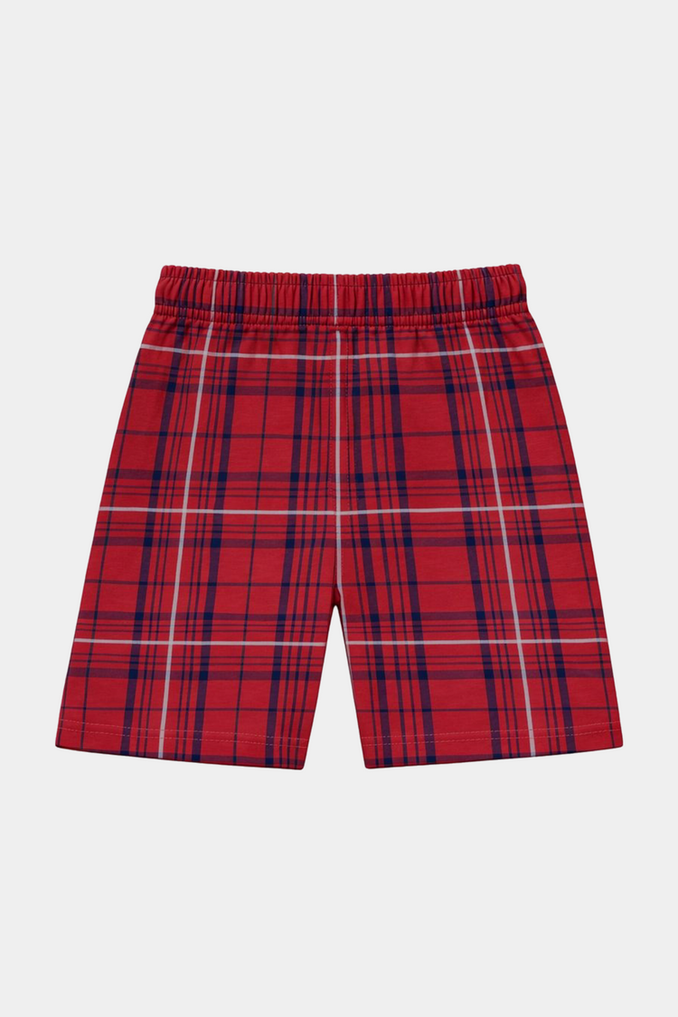 Boys Red Plaid Short Sleeve Shirt & Matching Shorts Summer Outfit Set - MYK_Fatimas