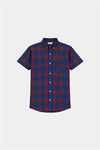 Boys' Casual Plaid Short-Sleeve Shirt – Red & Blue - MYK_Fatimas