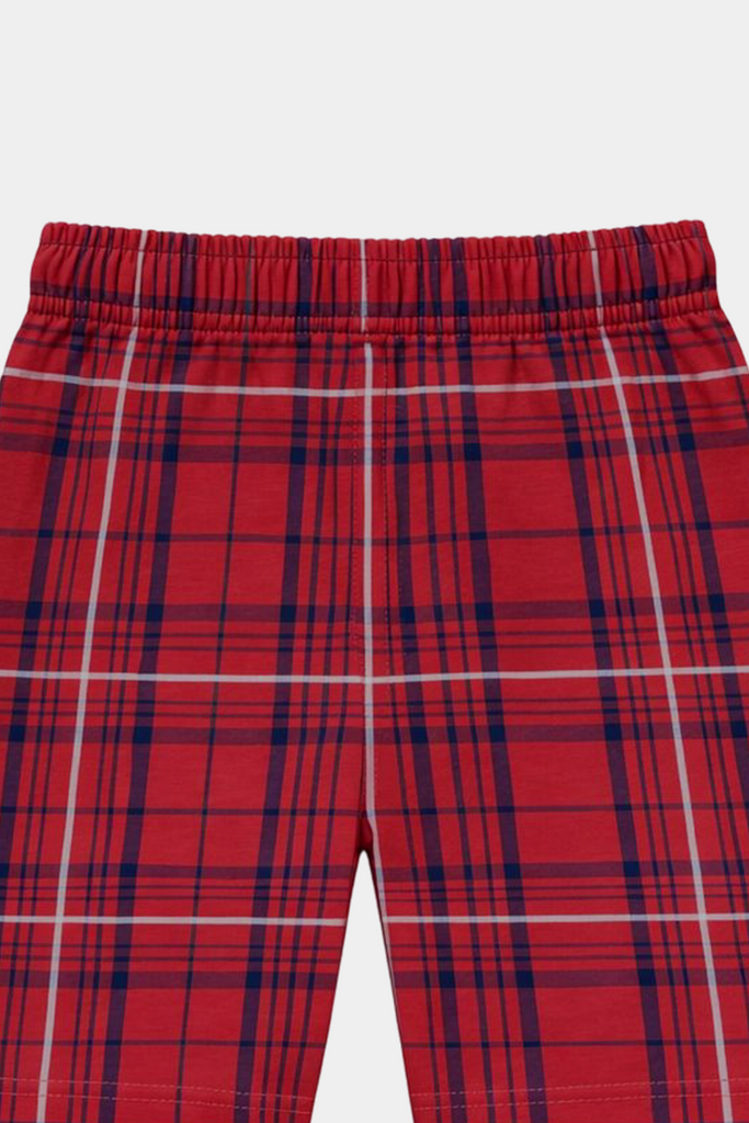 Boys Red Plaid Short Sleeve Shirt & Matching Shorts Summer Outfit Set - MYK_Fatimas