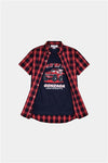 On My Way to Adventure Check Double Shirt Blue Box Red & Whit Lining - MYK_Fatimas