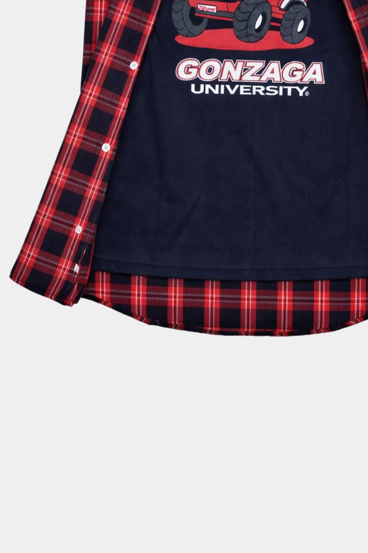 On My Way to Adventure Check Double Shirt Blue Box Red & Whit Lining - MYK_Fatimas