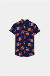 Boys' Printed Linen Shirt & Shorts Co-Ord Set – Navy Blue - MYK_Fatimas