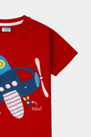 Boys’ Cartoon Airplane Adventure T-Shirt – Bright Red - MYK_Fatimas