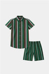 Boys Green Striped Shirt & Shorts Summer Outfit Set - MYK_Fatimas