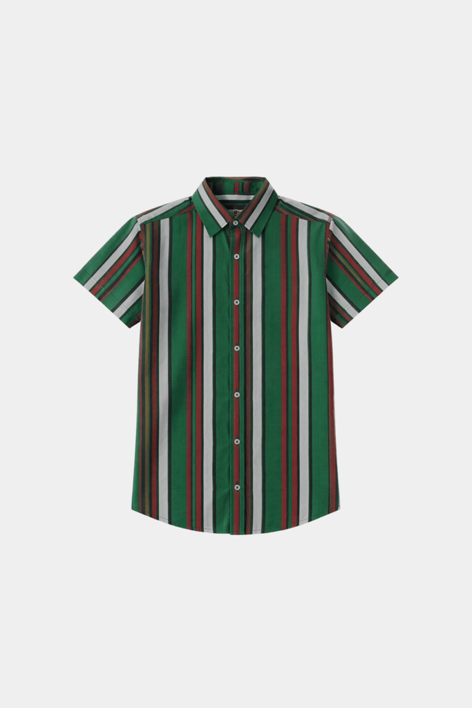 Boys Green Striped Shirt & Shorts Summer Outfit Set - MYK_Fatimas