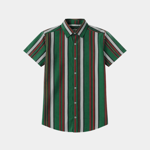 Boys Green Striped Shirt & Shorts Summer Outfit Set - MYK_Fatimas