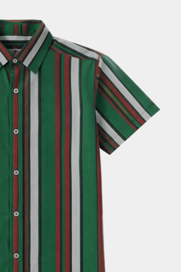Boys Green Striped Shirt & Shorts Summer Outfit Set - MYK_Fatimas