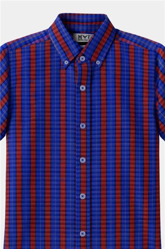 Boys Red & Blue Checkered Shirt & Shorts Set - MYK_Fatimas