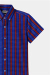 Boys Red & Blue Checkered Shirt & Shorts Set - MYK_Fatimas