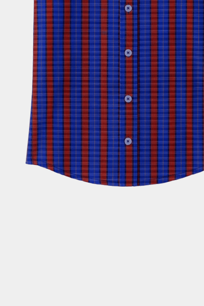 Boys Red & Blue Checkered Shirt & Shorts Set - MYK_Fatimas